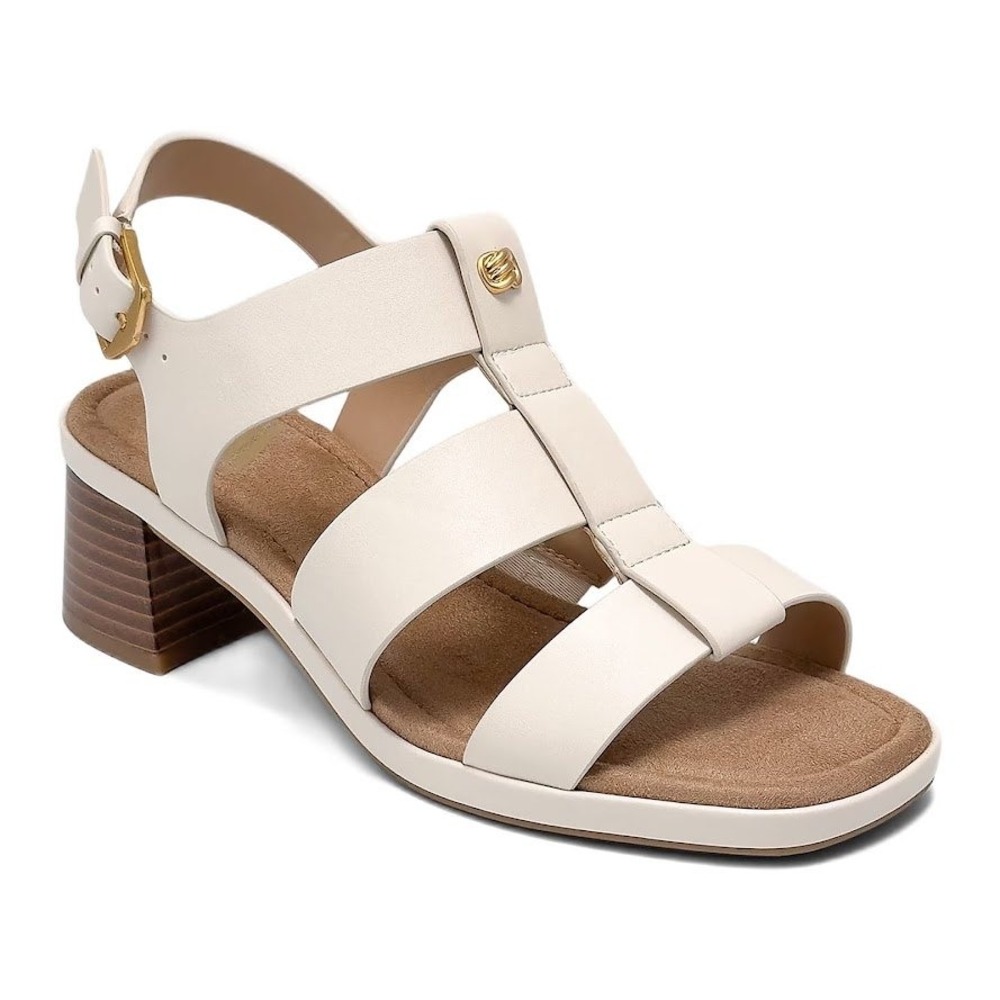 Aerosoles Gloria Womens Comfort Fisherman Sandal Cream Block Heel 11W Wide NWT